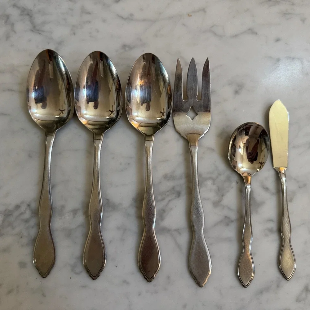 Oneida TWILIGHT Stainless Serving Set Satin Style 1881 Rogers Flatware Lot Of 6
